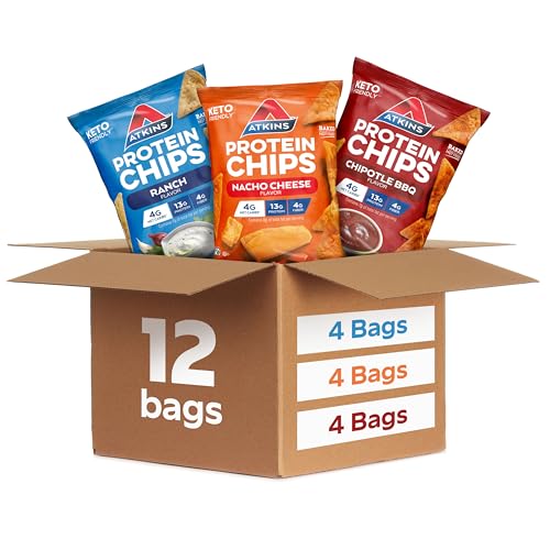 Atkins Nacho Cheese Protein Chips, 13g Protein (12 Count)