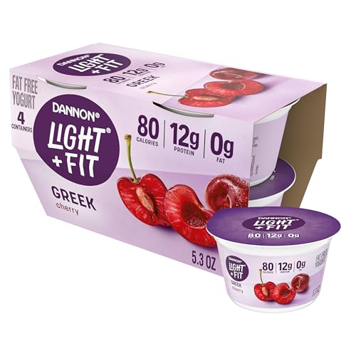 Dannon Light + Fit Greek Nonfat Yogurt, Cherry (4 Pack)