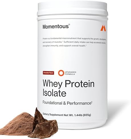 Momentous Essential Grass-Fed Whey Protein Powder (Chocolate, 25 Servings)