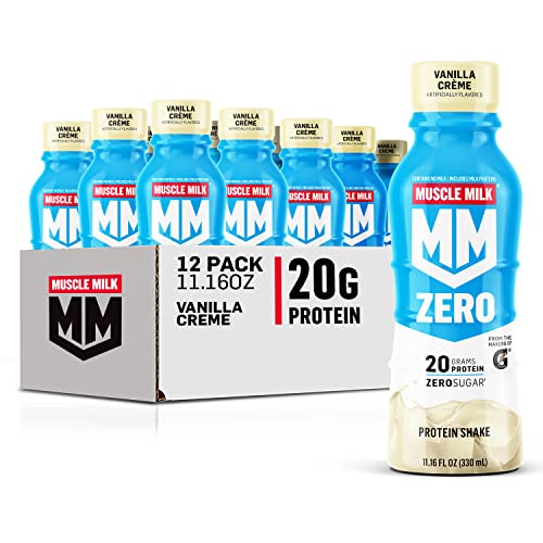 Muscle Milk Zero Protein Shake, Vanilla Creme, 20g Protein (Pack of 12)
