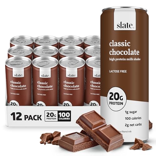 Slate Milk High Protein Shake, Classic Chocolate (12 Cans)