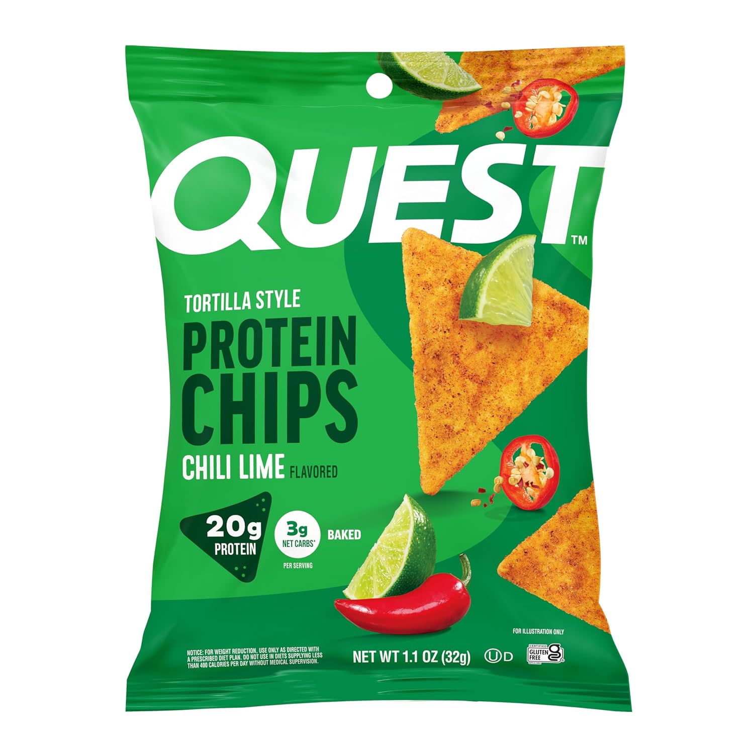 Quest Nutrition Chili Lime Tortilla Style Protein Chips, 12 ...