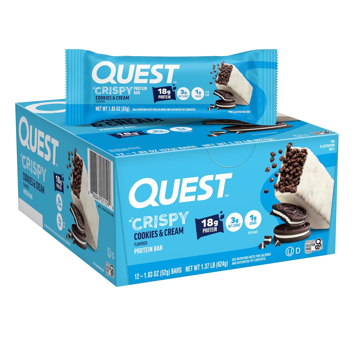 Quest Nutrition Crispy Cookies & Cream Protein Bar, 18g ...