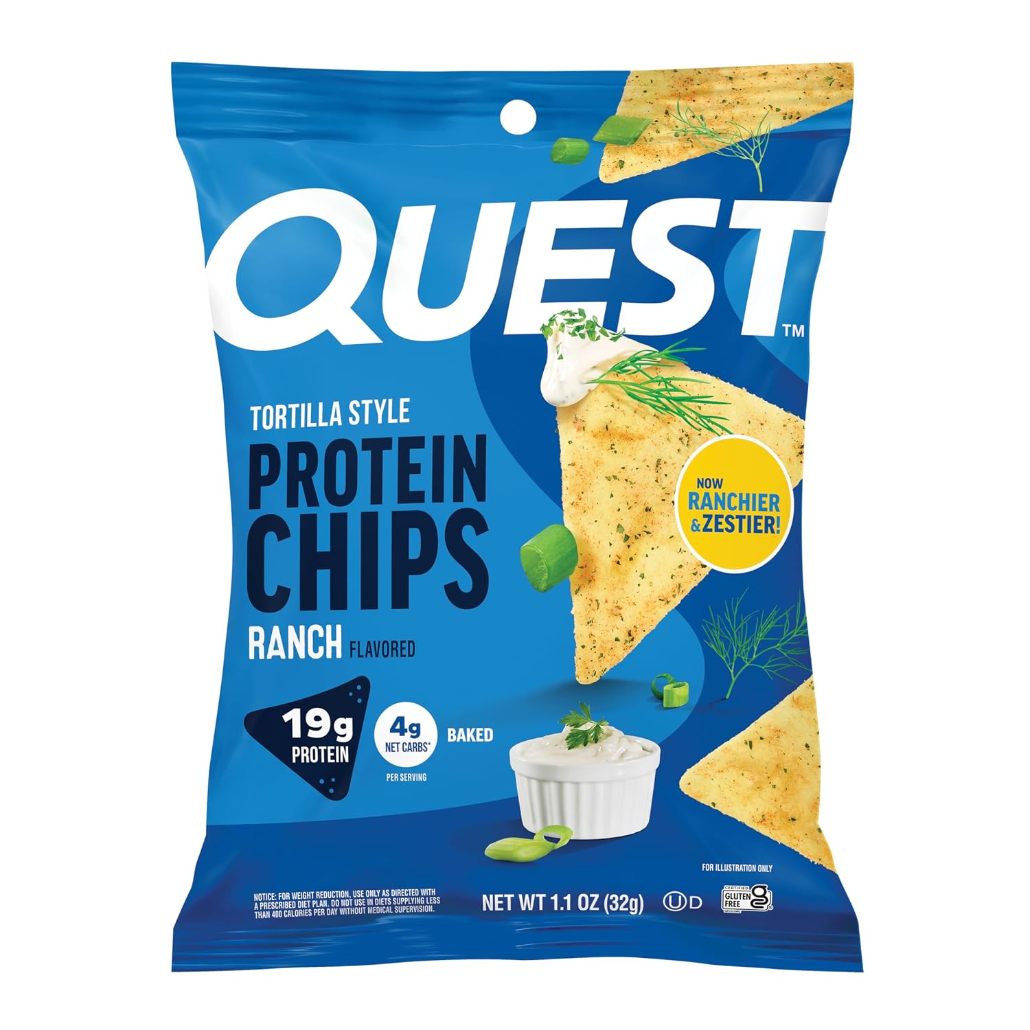 Quest Nutrition Ranch Tortilla Style Protein Chips, 12 Count